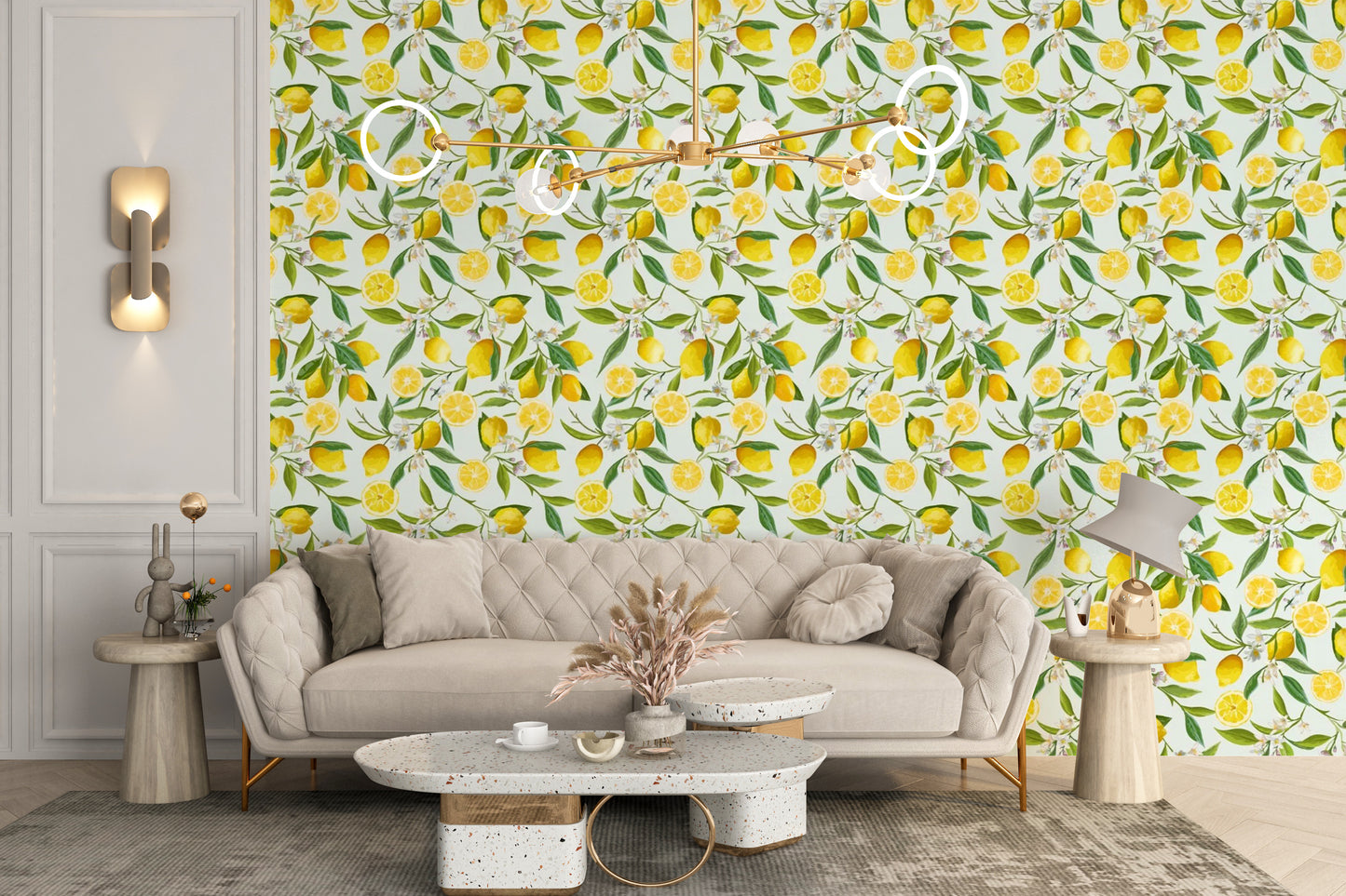 Fun Lemon Design Wallpaper Mural for lively rooms
