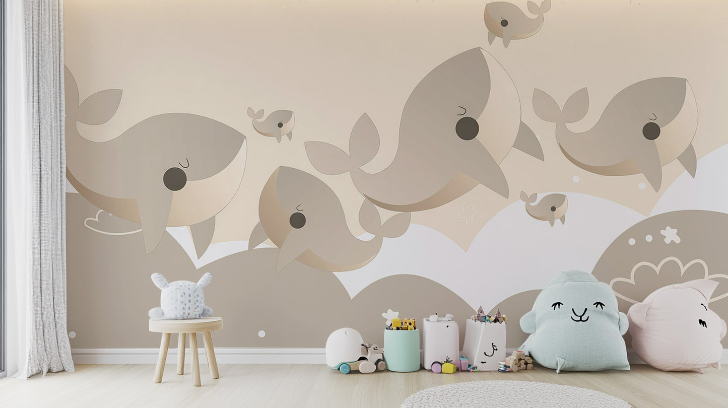 Cuddly Cetaceans Wall Mural