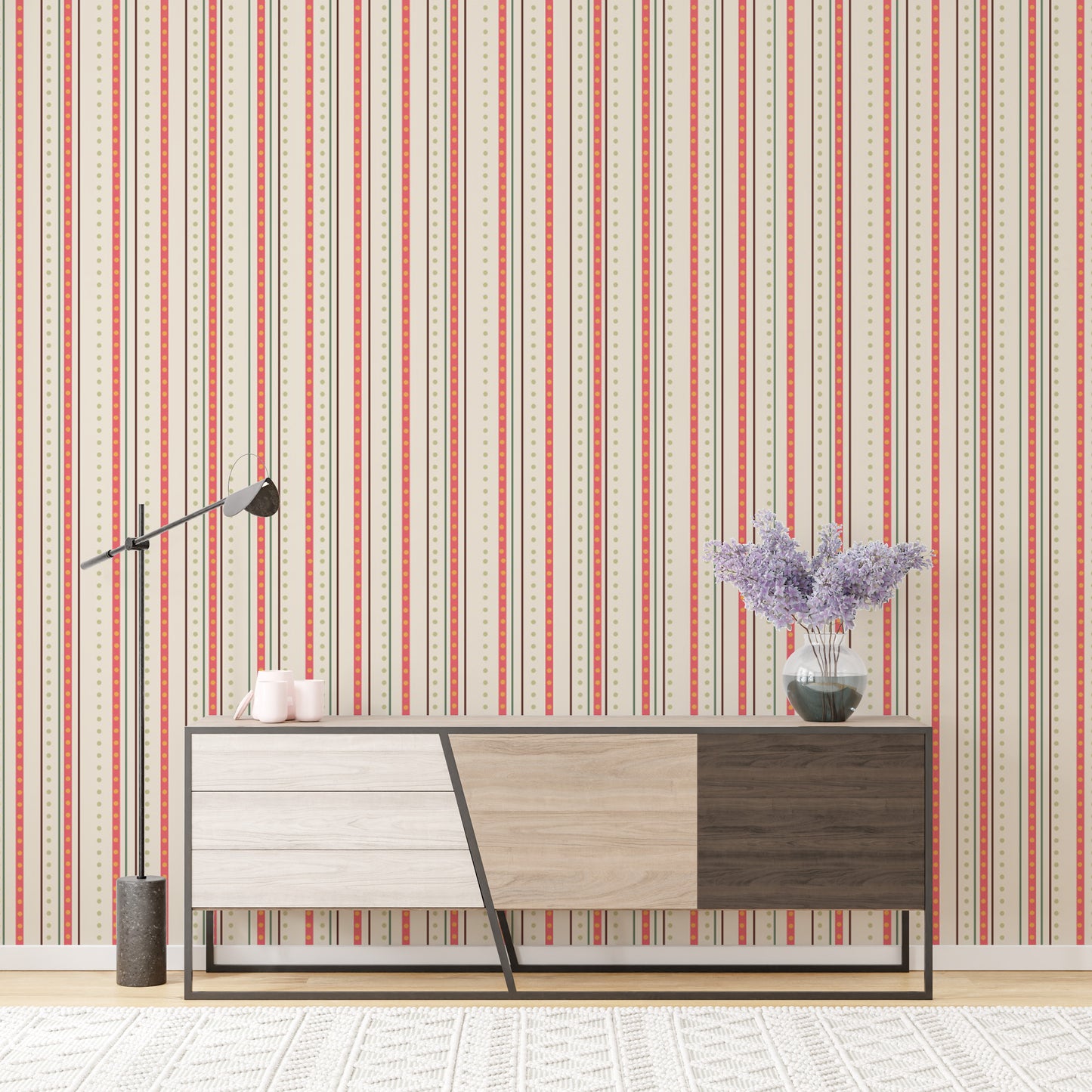 Chic streaked wallpaper with tan tones