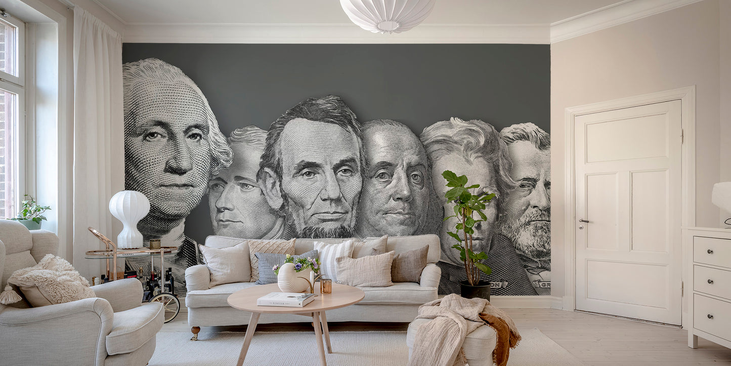 US Presidential Portraits Currency Wall Mural