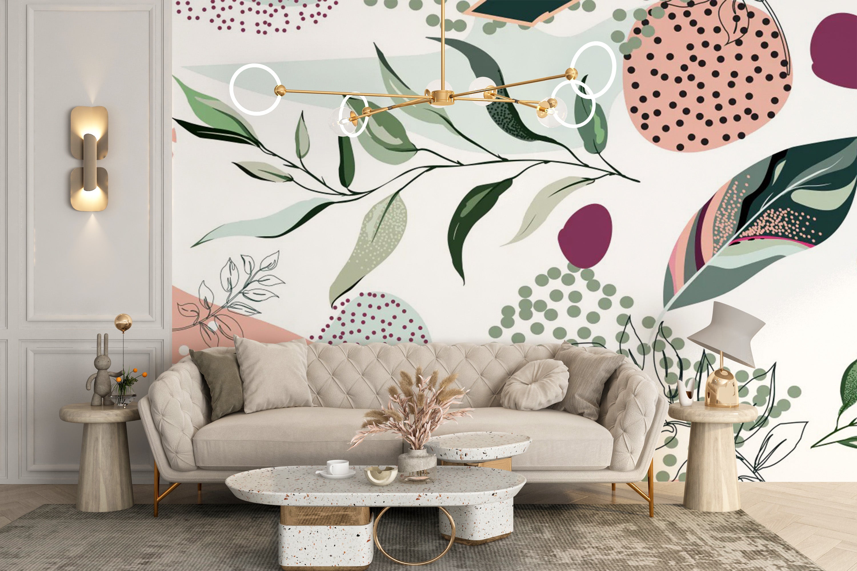 Unique abstract leaves wallpaper for botanical-inspired walls.