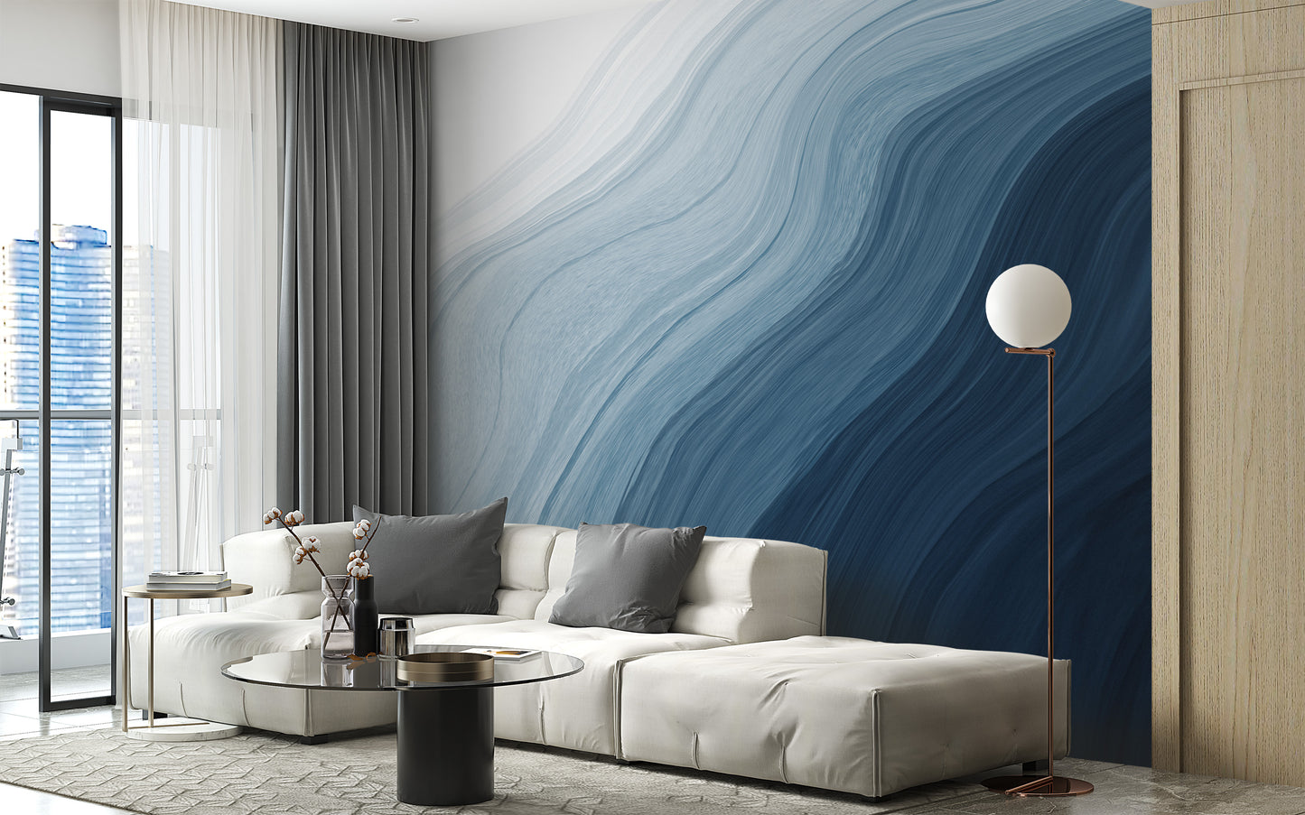 Fluid Blue Gradient Watercolor Wall Mural - Giffywalls