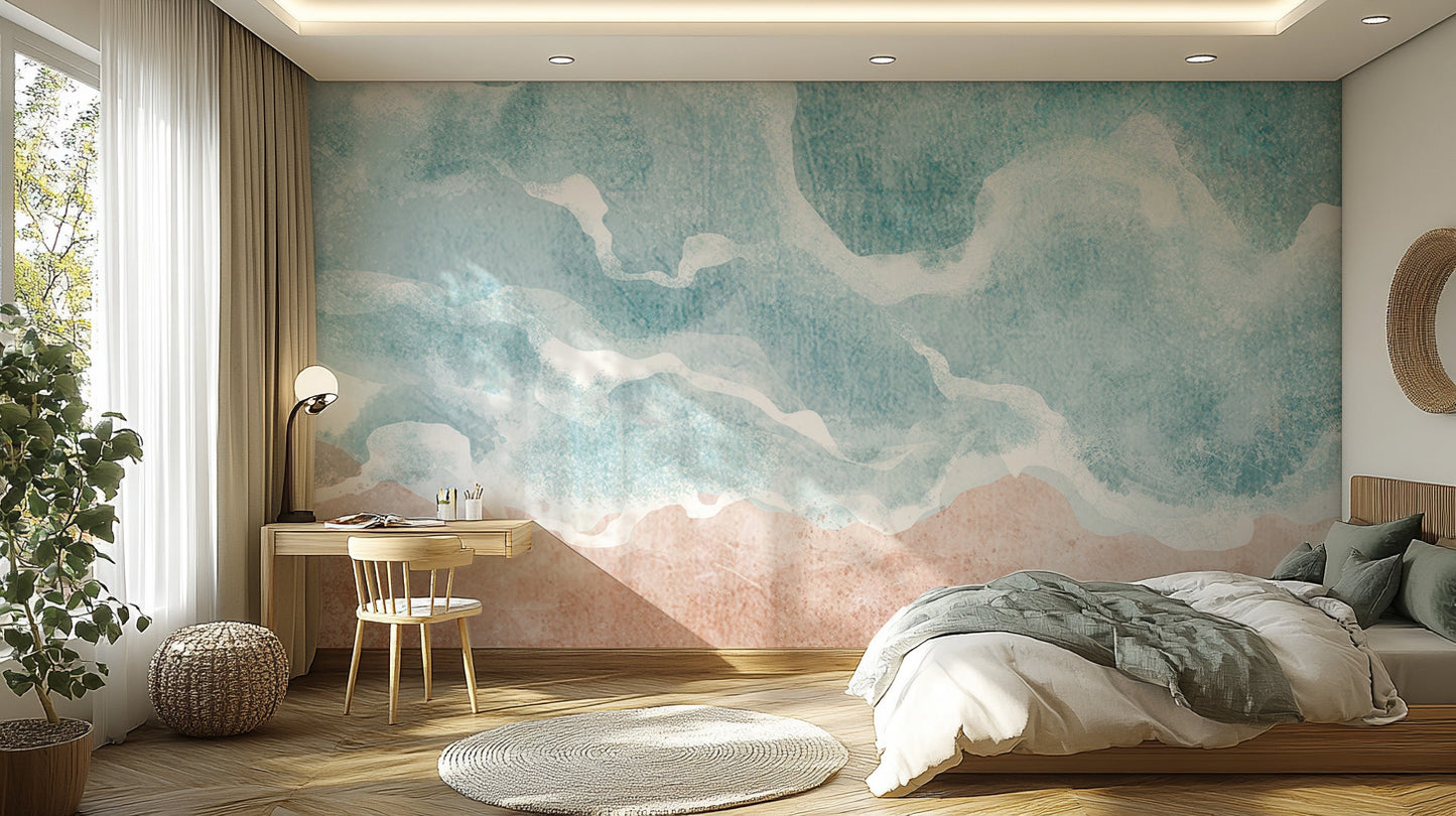 Boho Sea Beach Waves Wall Mural