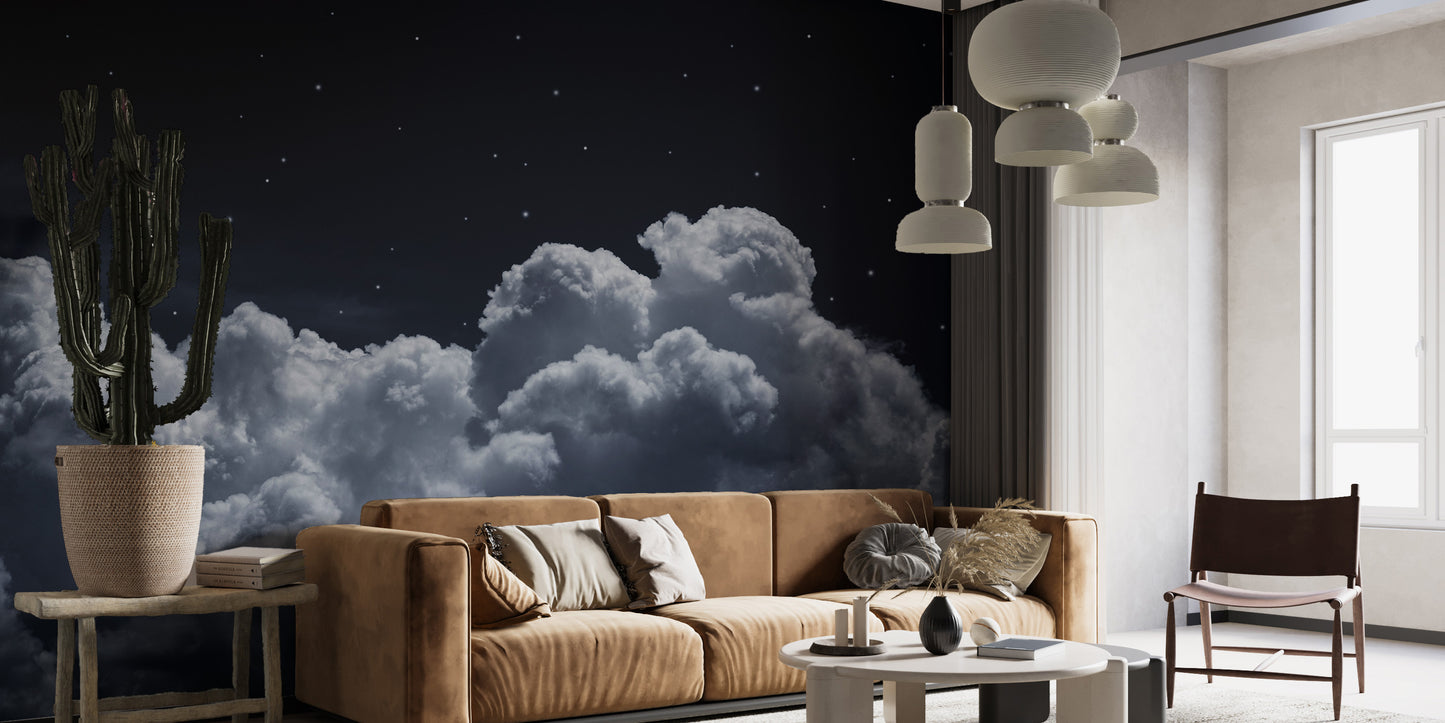 Starry Night Sky Clouds Wall Mural