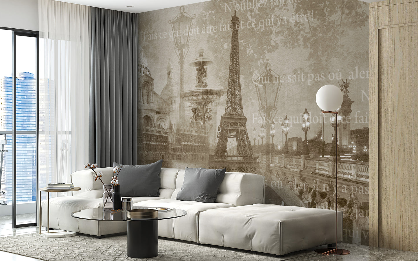 Vintage Paris Landmarks Collage Wall Mural