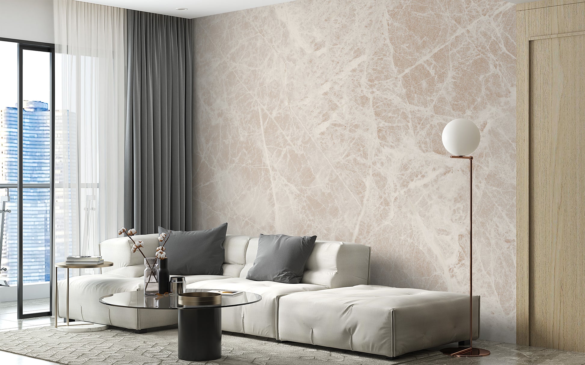 Classic white marble mural wallpaper decor
