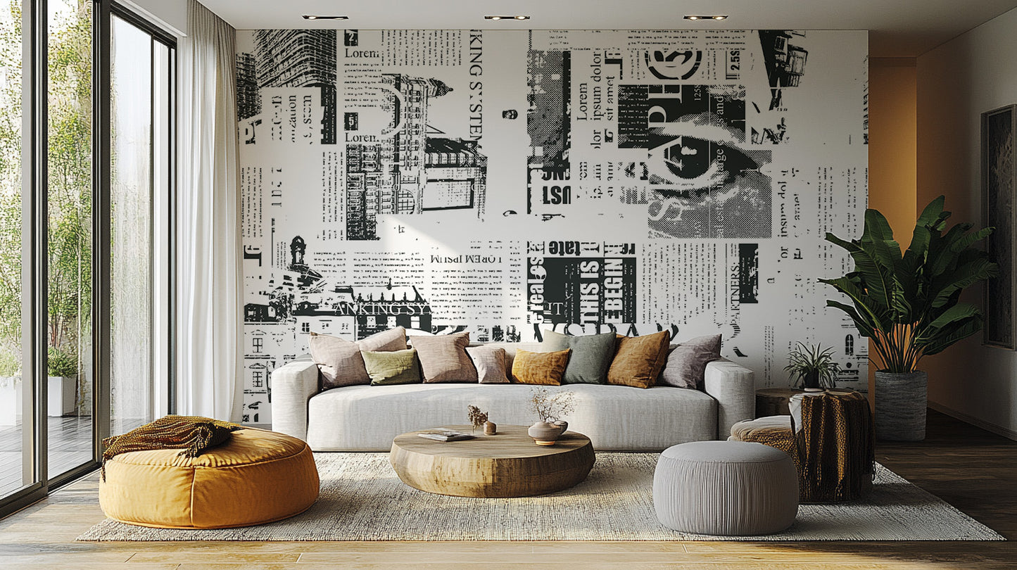 Urban Newsprint Wall Mural