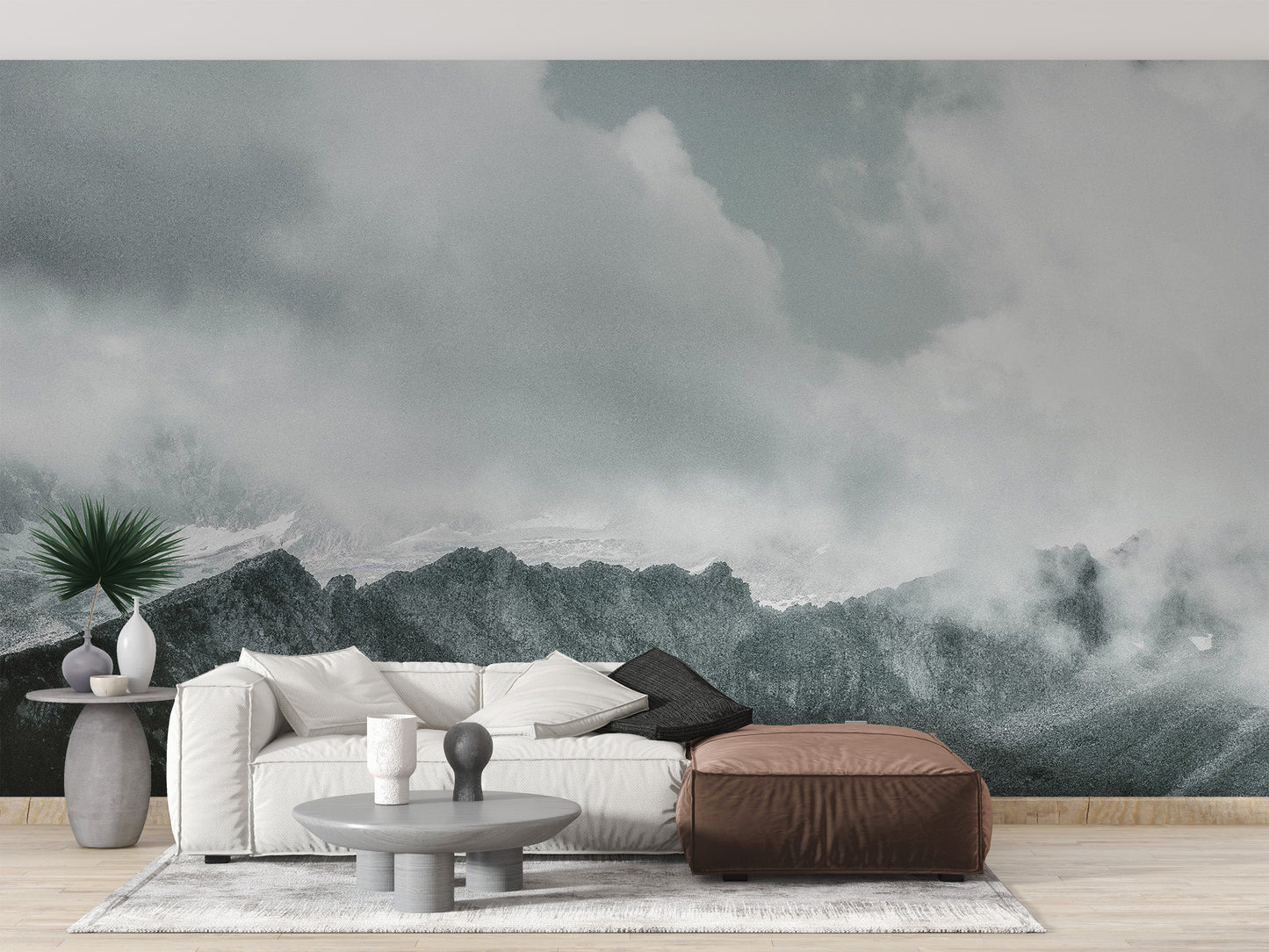 Snow Mountains Foggy Wallpaper Mural