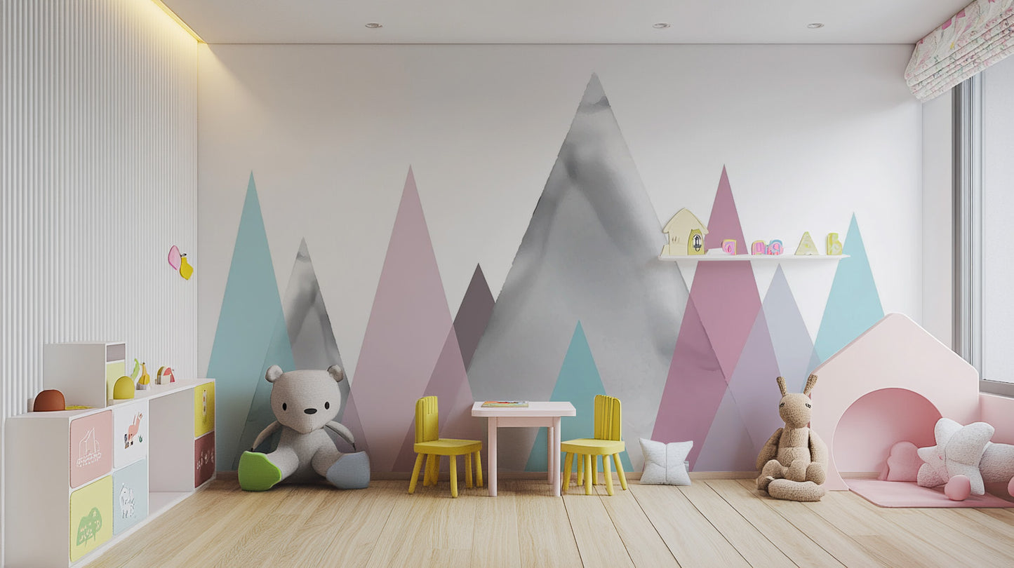 Kids Pastel Mountains Wallpaper Mural