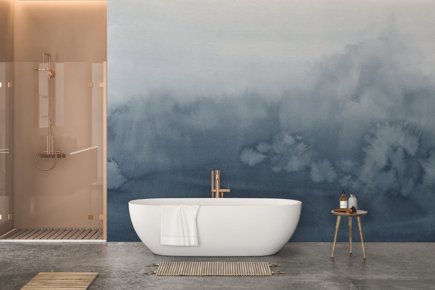 Gradient blue hues add serenity to your bathroom decor.