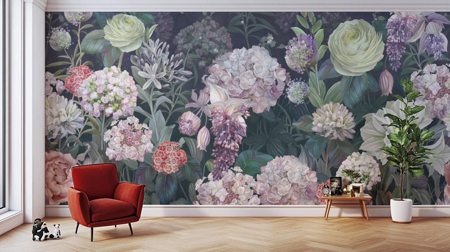 Nature-inspired Dutch roses wallpaper for serene decor