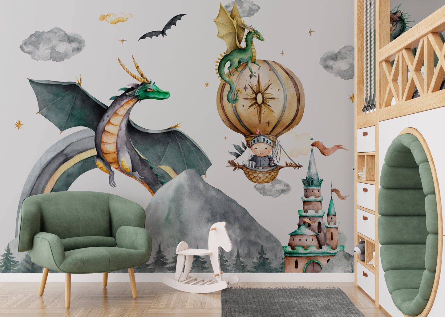 Mystical Mountain Dragon removable wallpaper