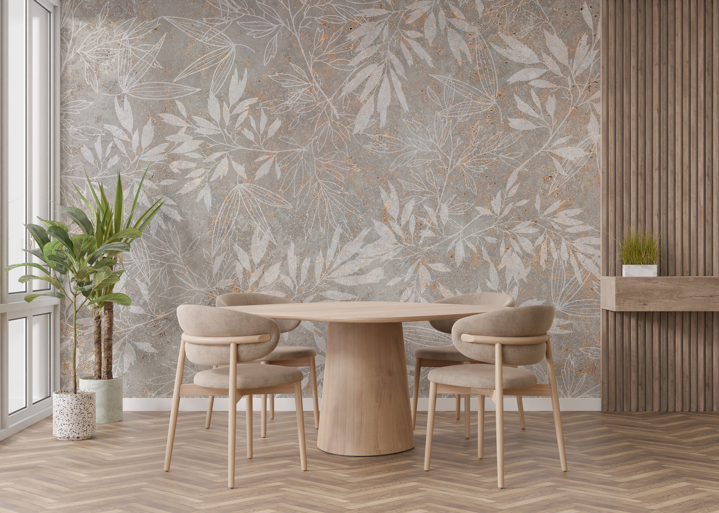 Vintage floral mural with subtle elegance