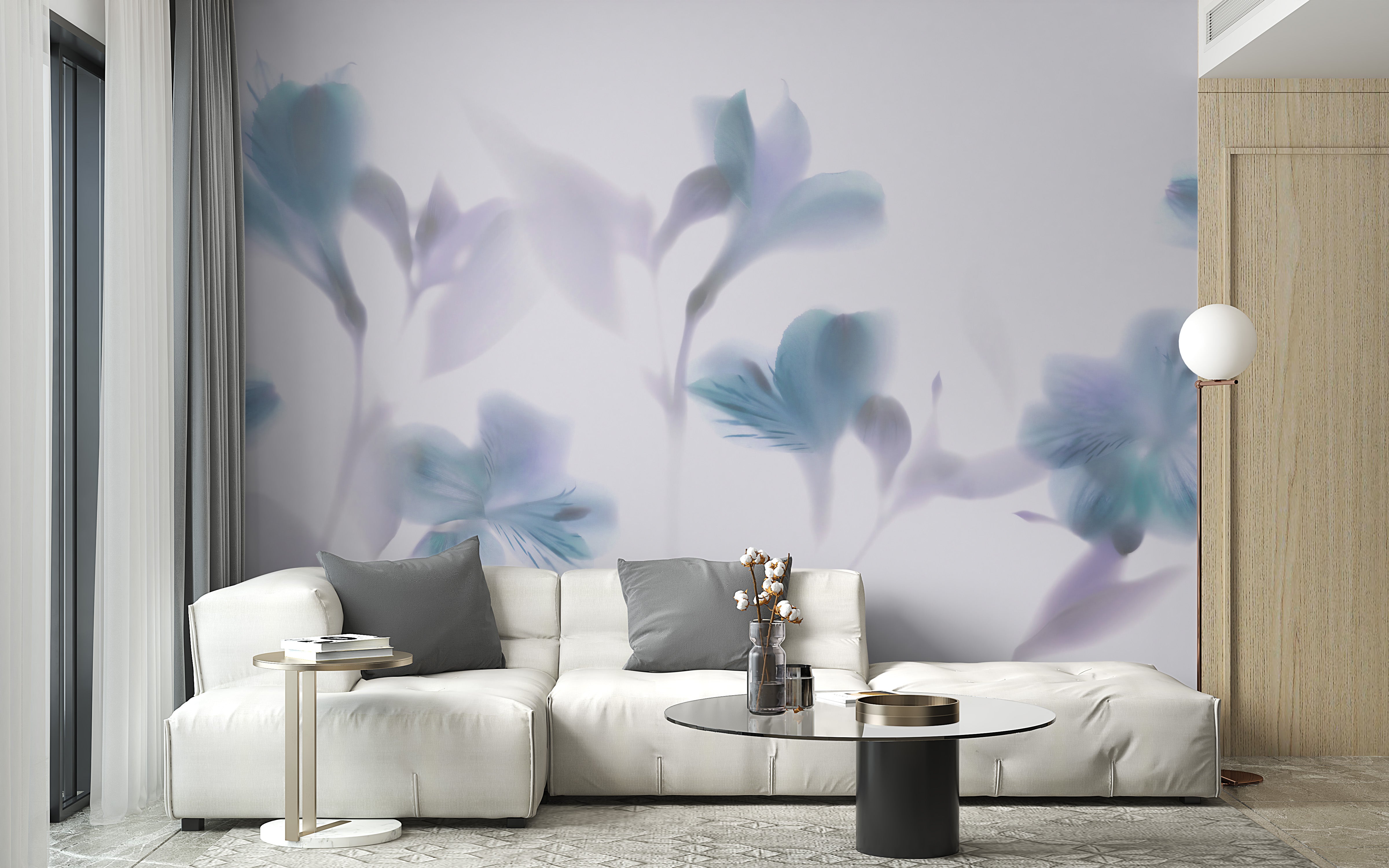 Foggy Blue Orchids Wallpaper
