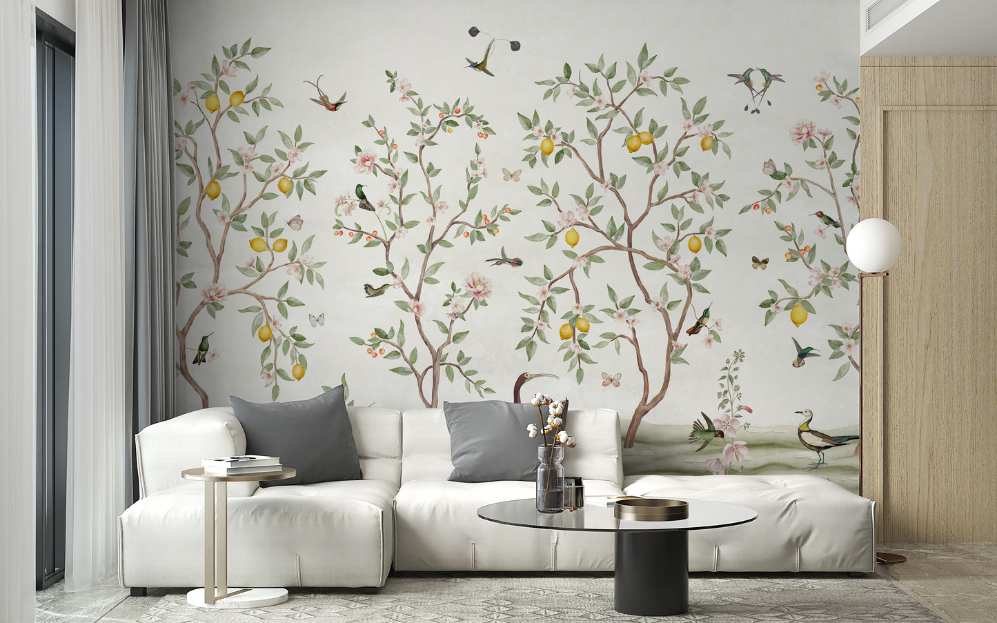 Lemon Tree Chinoiserie Design Wallpaper for Walls