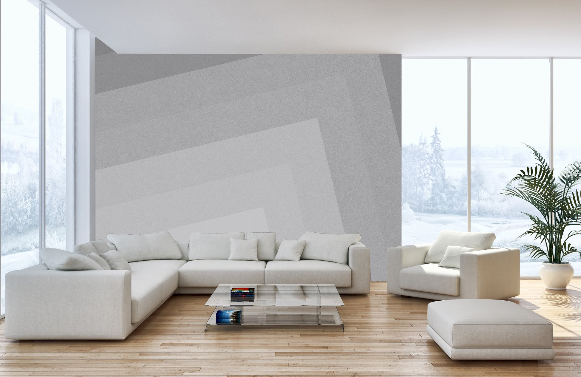 Geometric ombre design wall mural
