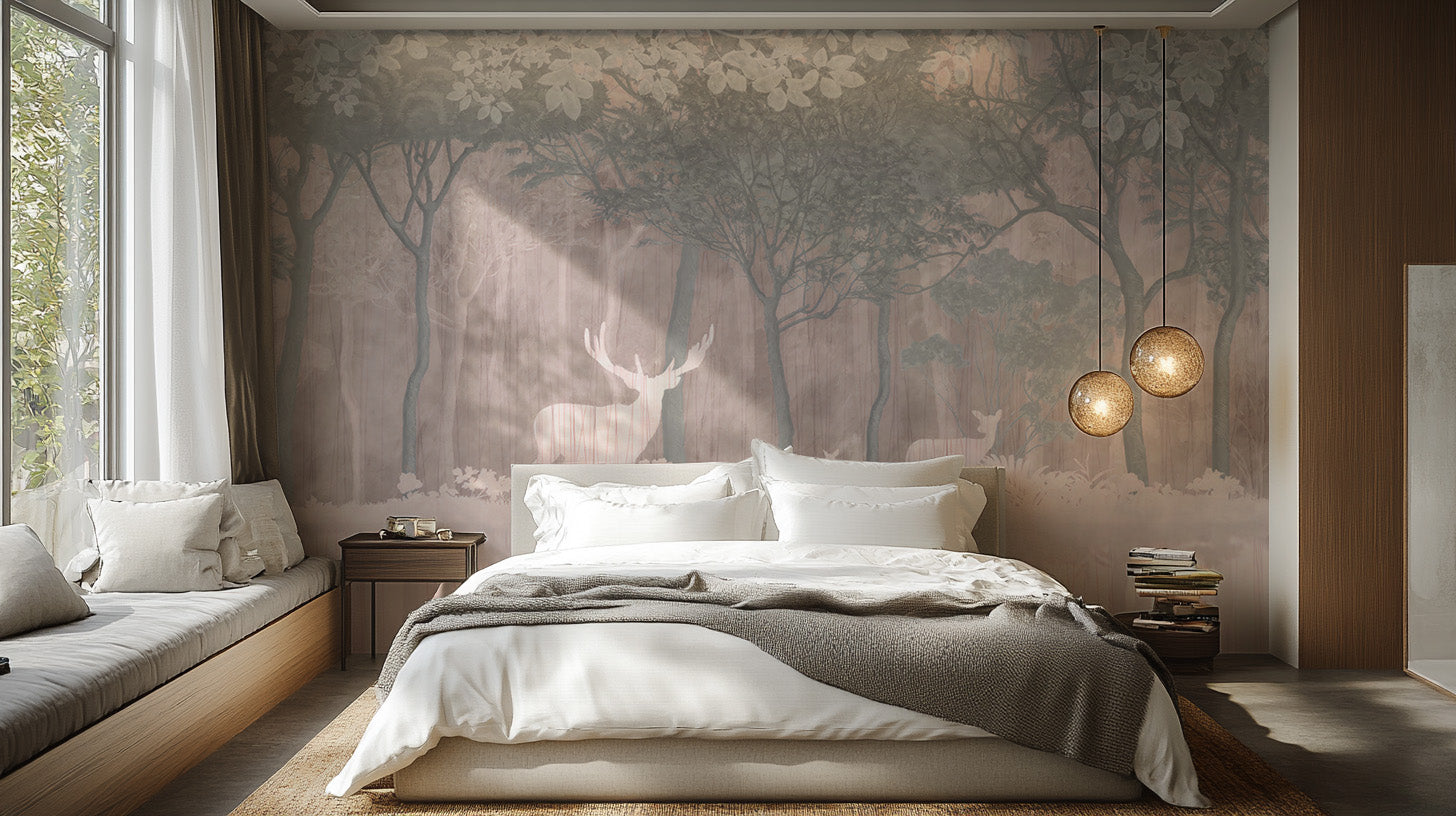 Wallpaper mural featuring enchanted jungle deer