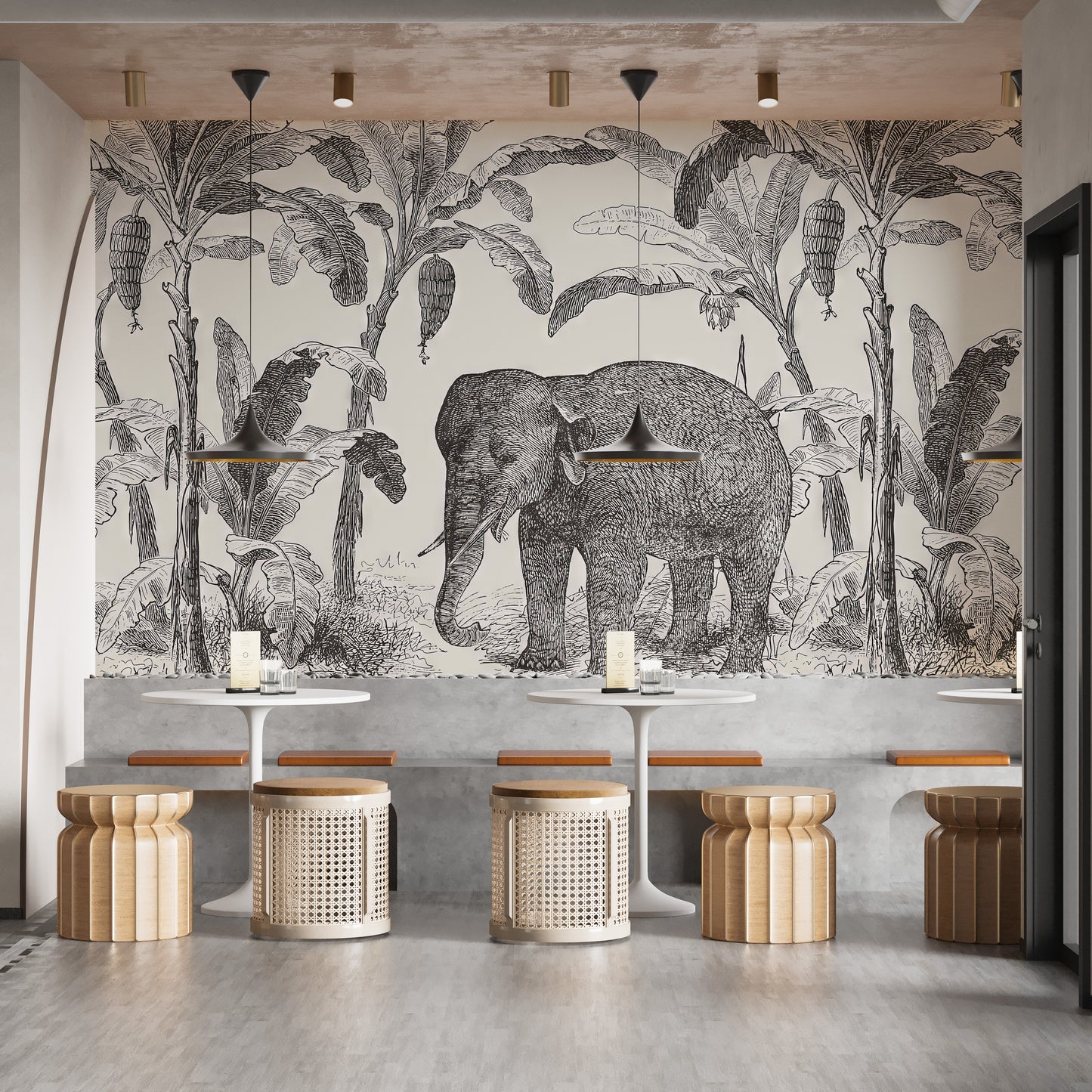 Vintage Elephant Wallpaper Mural