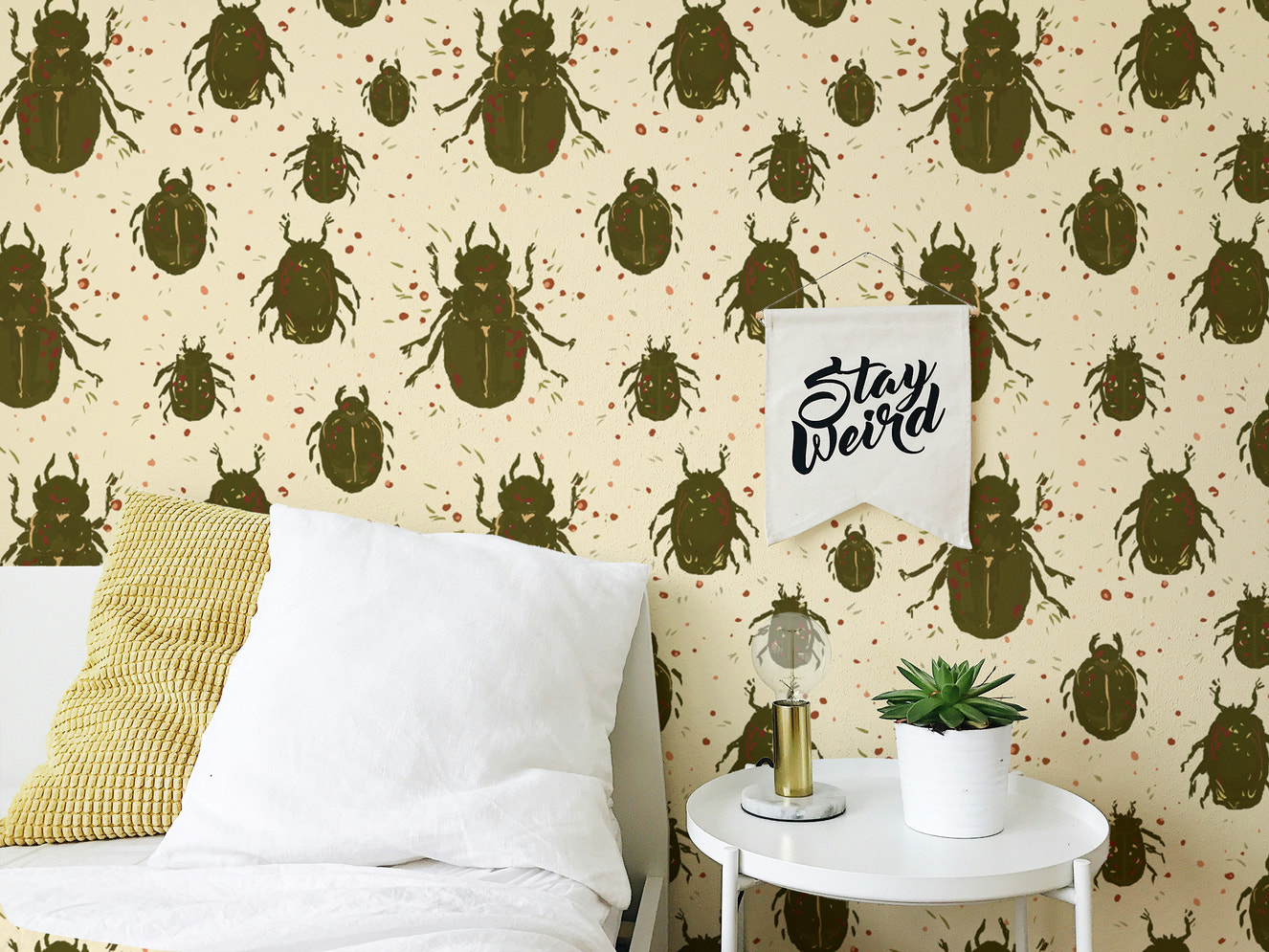 Nature-inspired beetles mural wallpaper for a striking wall accent.
