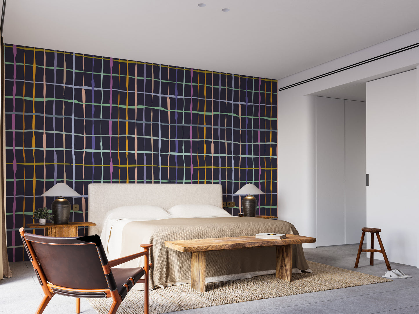 Colourful handdrawn lines design for lively wall decor
