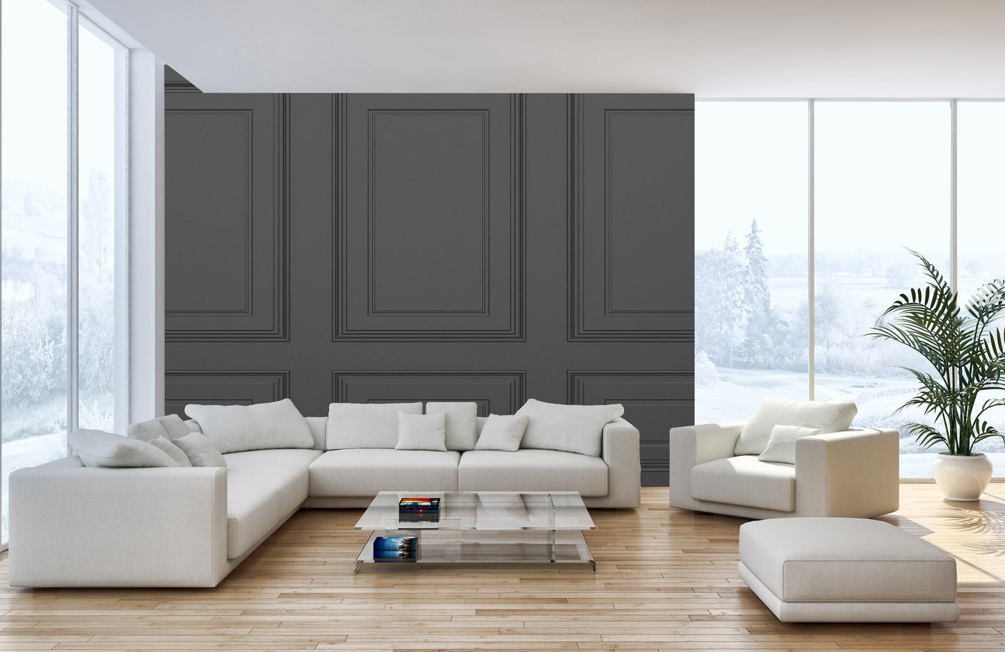 Luxurious black wooden mural wallpaper
