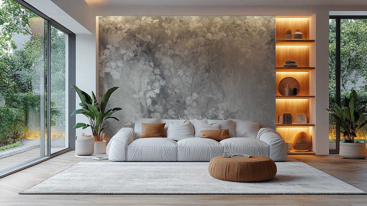 Stylish slate leaf wall mural for calm atmospheres