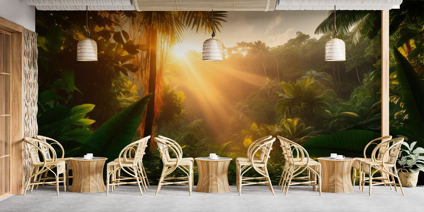 Sun Kissed Rainforest Wall Mural