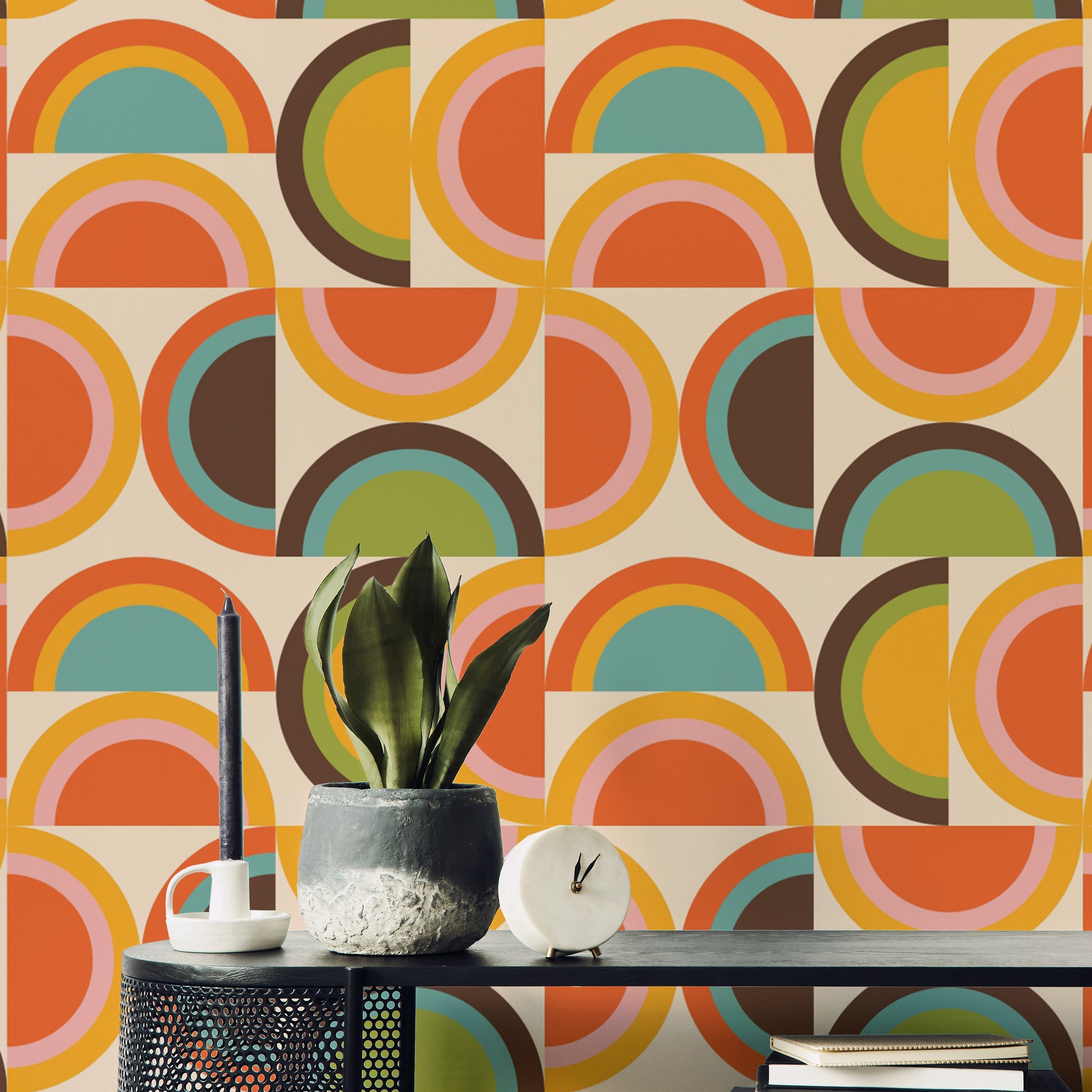 Modern geometric wallpaper for a retro vibe
