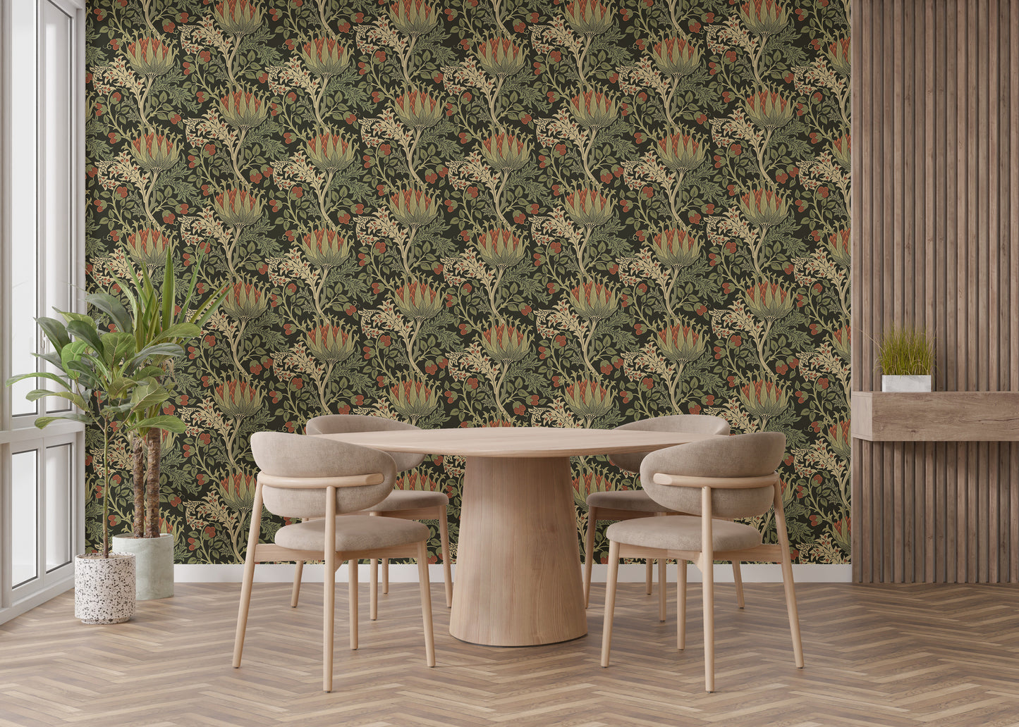 Classic floral wallpaper with rich textures