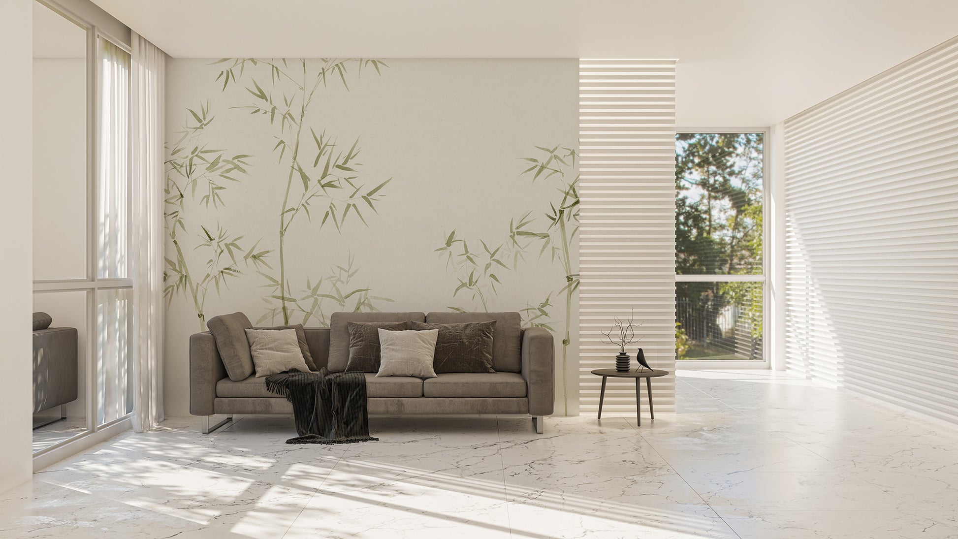 Calming bamboo tree wallpaper for homes