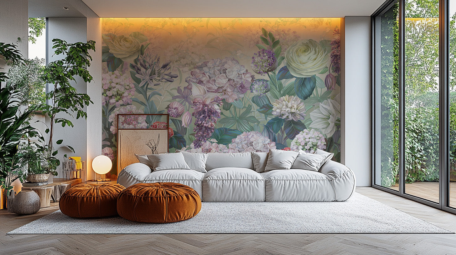 Elegant Dutch floral oasis wallpaper mural