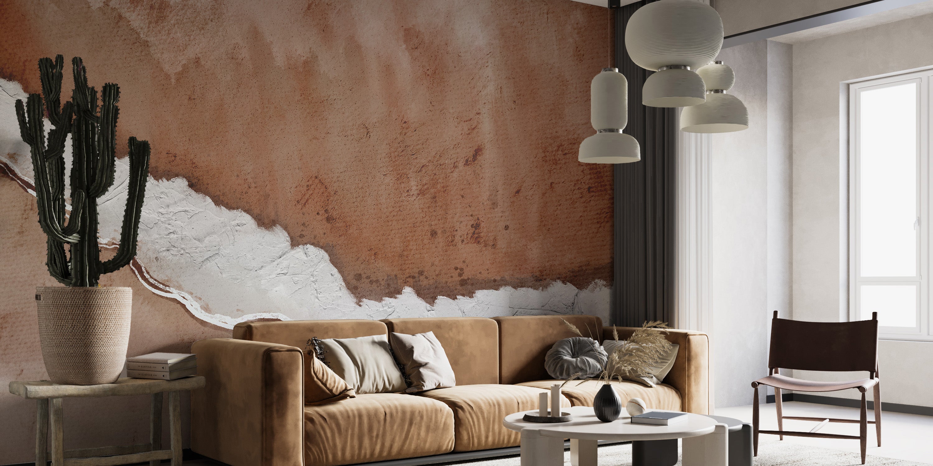 Textured landscape-inspired wall mural