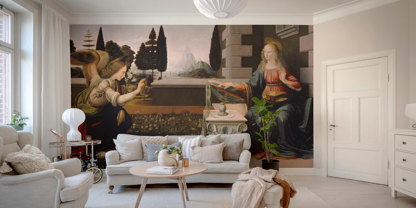 Leonardo's Annunciation mural for timeless wall sophistication.
