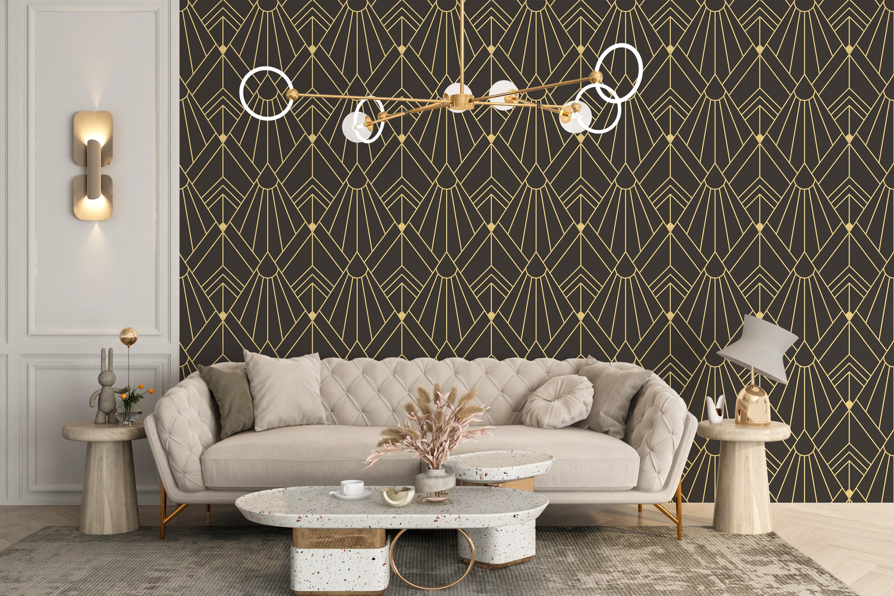 Modern peel-and-stick art deco wallpaper