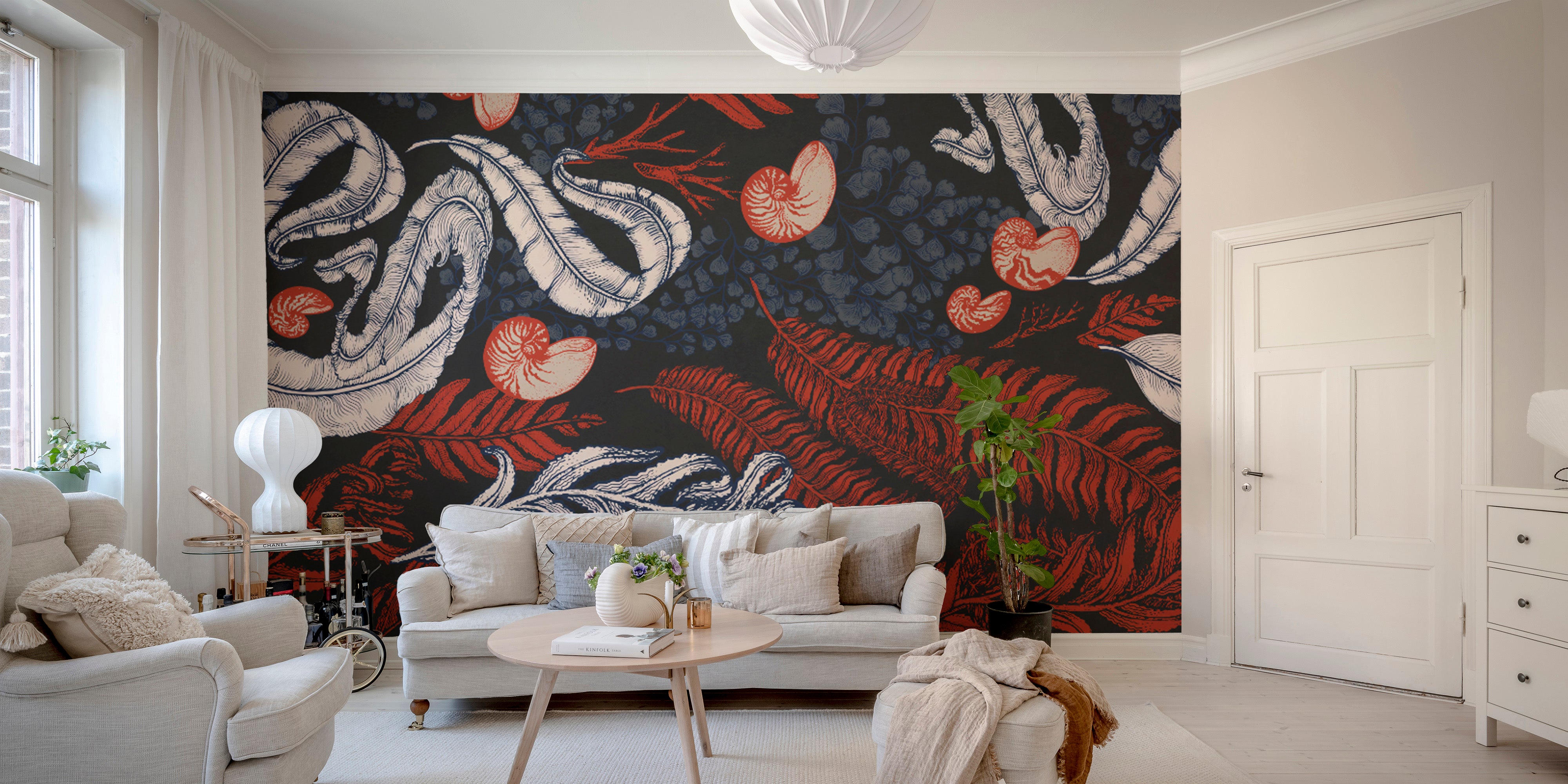 Nautical-themed Coral Cove mural with intricate nautilus design.
