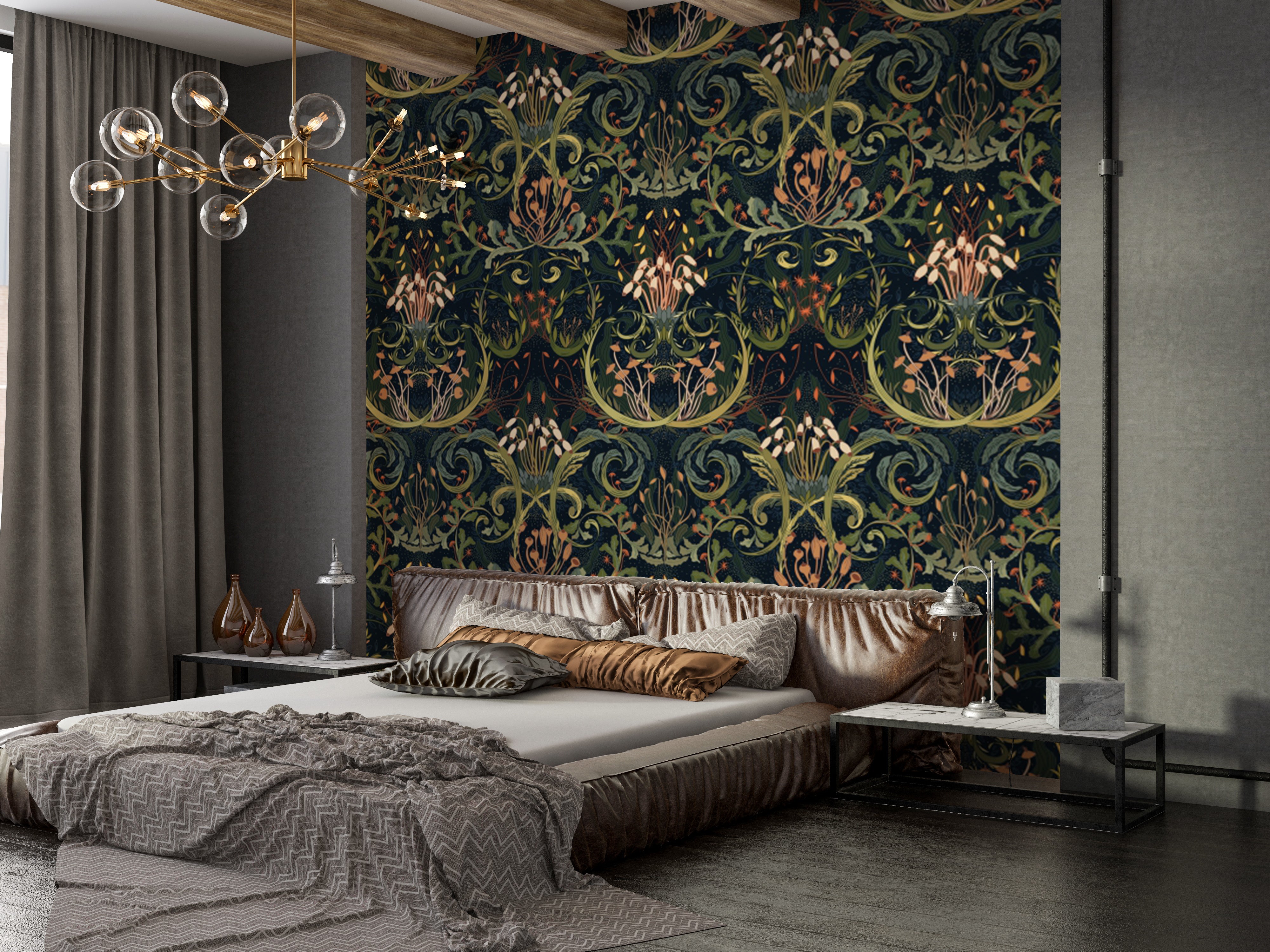 Whimsical Botanic Silk wallpaper for a dreamy natural ambiance