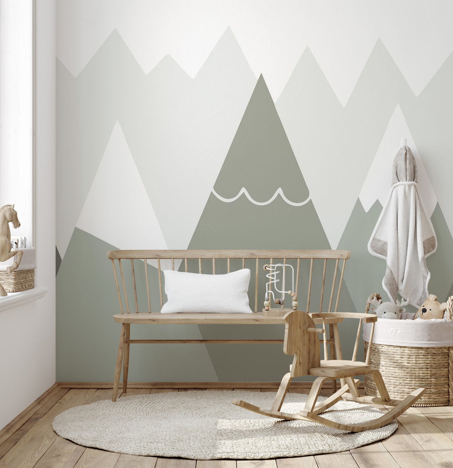 Serene mountain design wallpaper for children