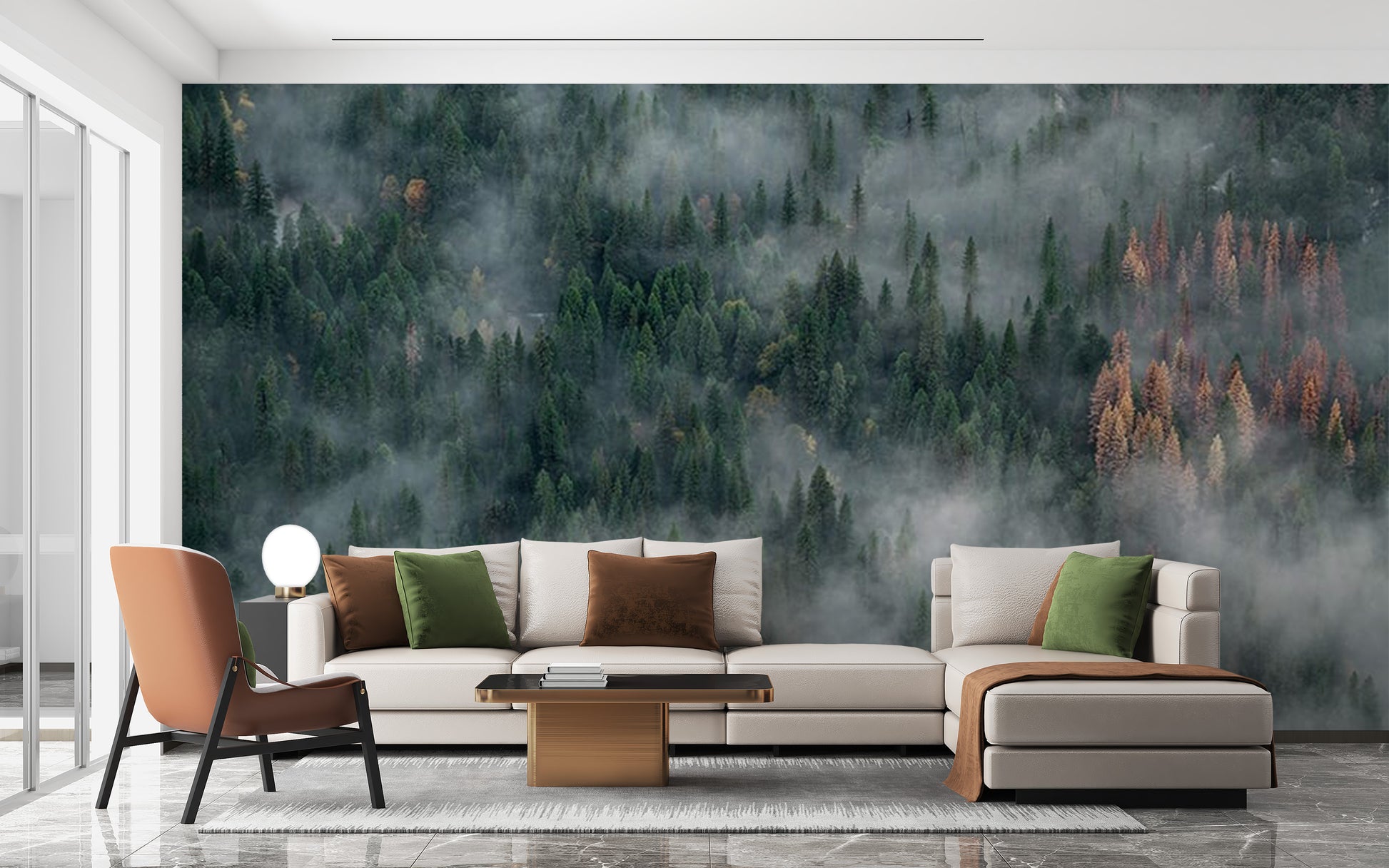 Foggy Pine Forest Wallpaper Mural - Giffywalls