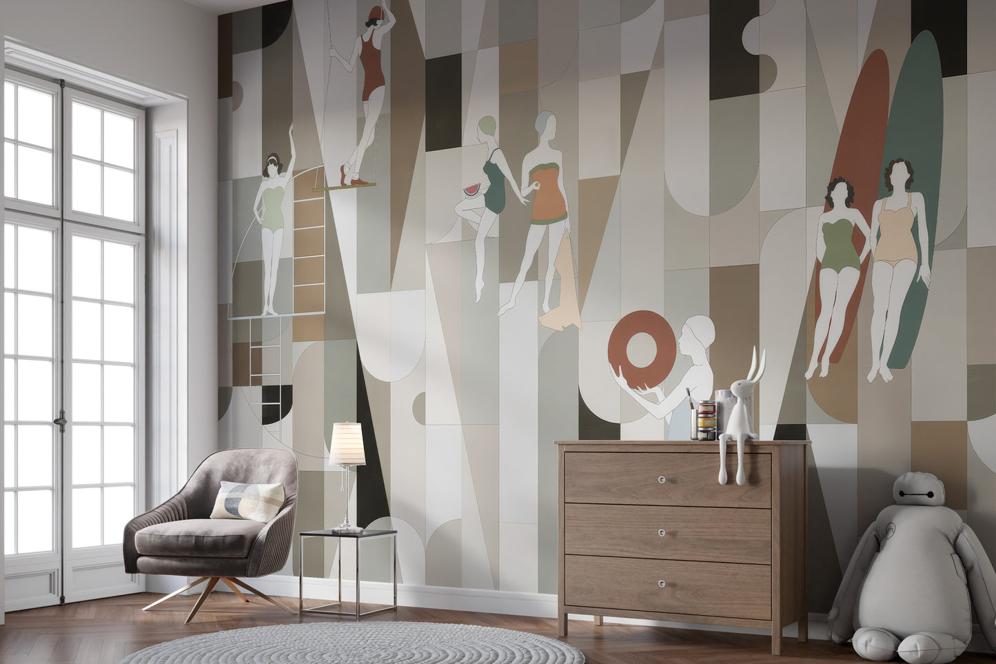 Fashion-inspired modern mosaic wearables mural for interiors