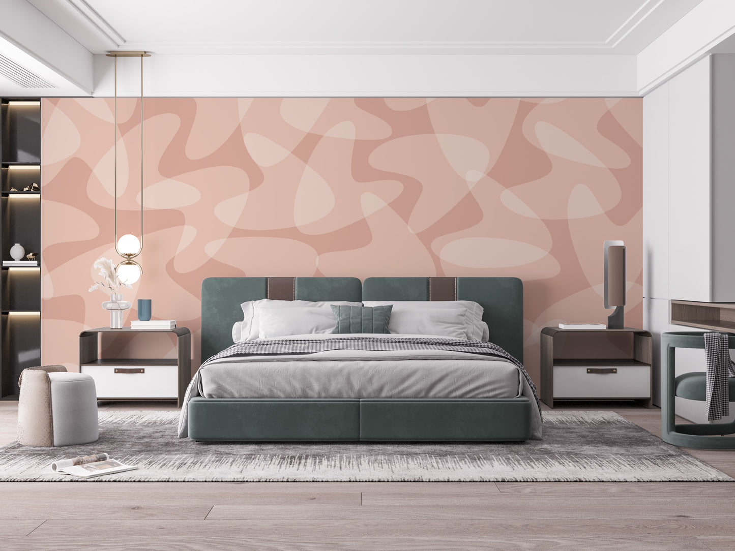 Retro boomerang wallpaper in soft tones