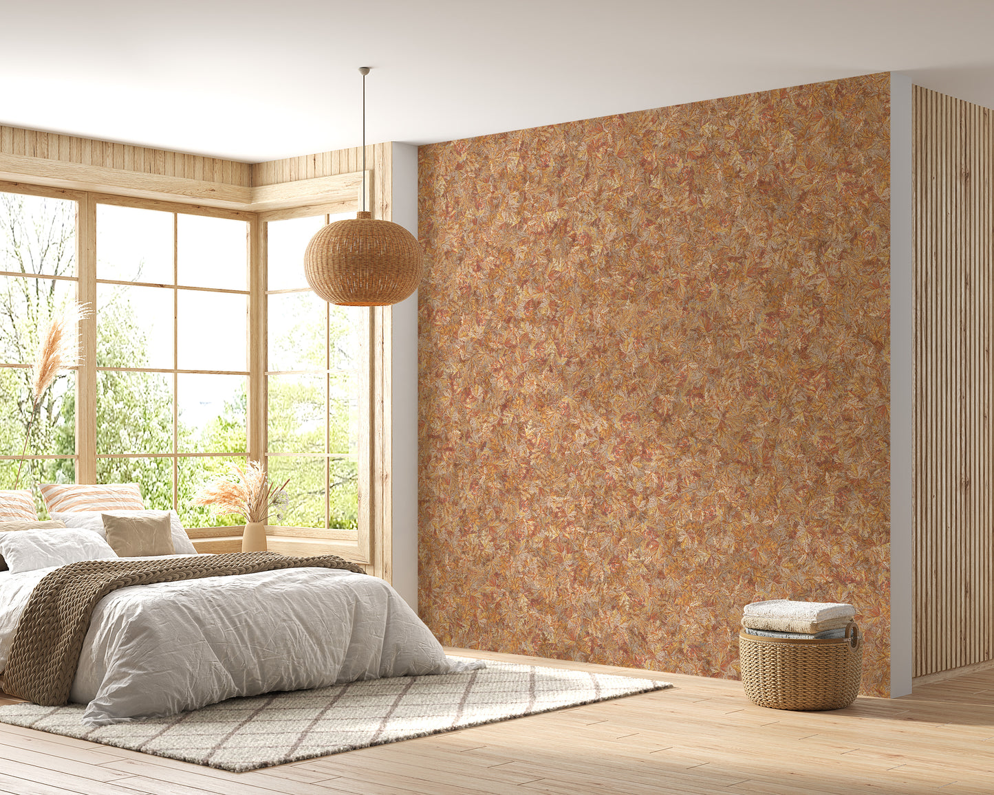 Soft brown leaf texture wallpaper mural
