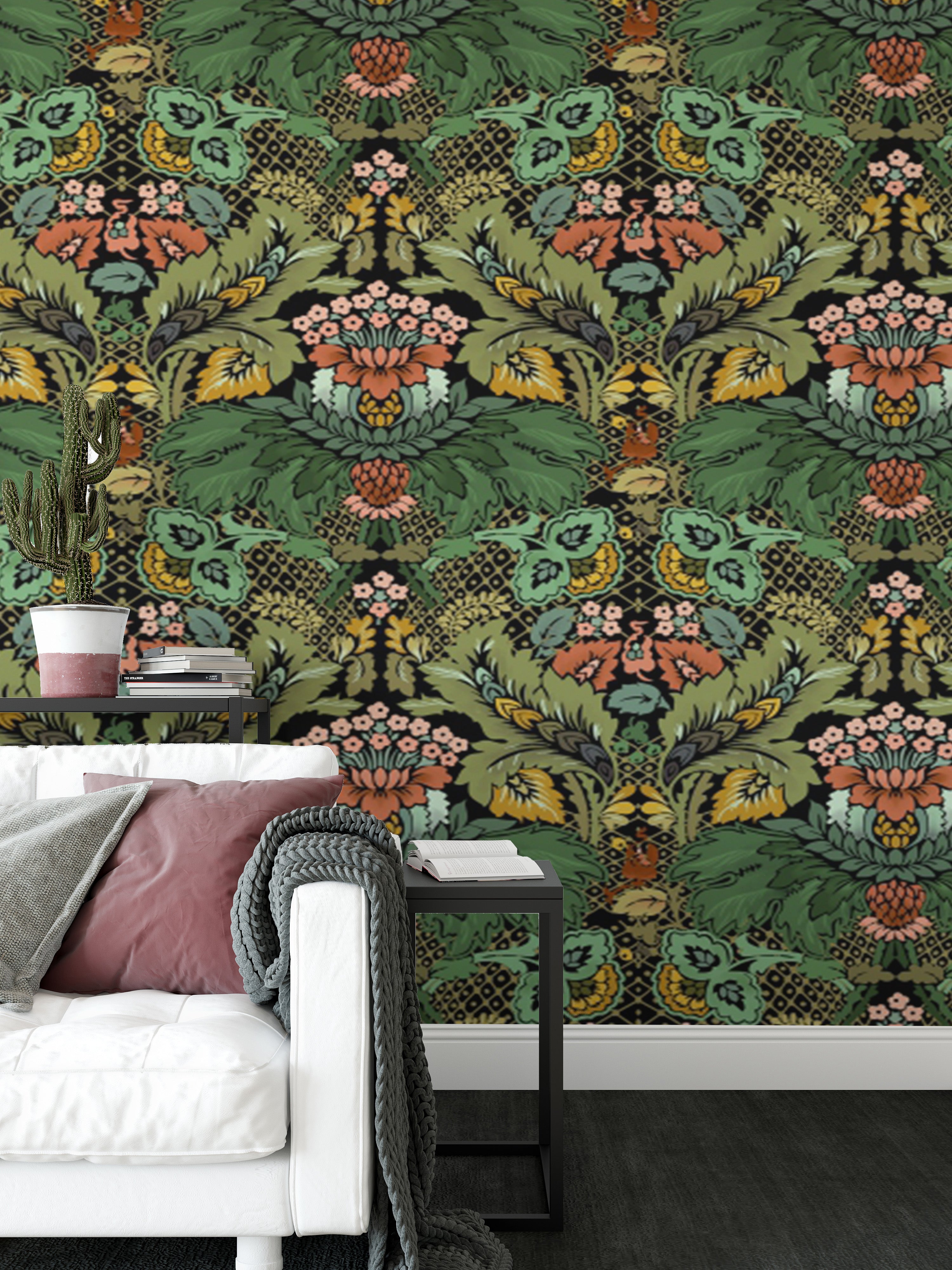 Victorian Floral Elegance wallpaper creating a refined ambiance.
