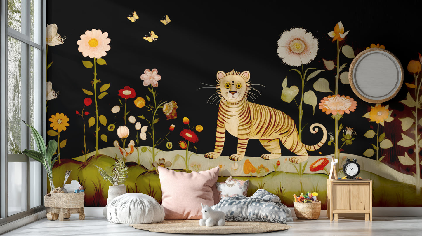 Tibetan Flower Tiger Wallpaper Murals