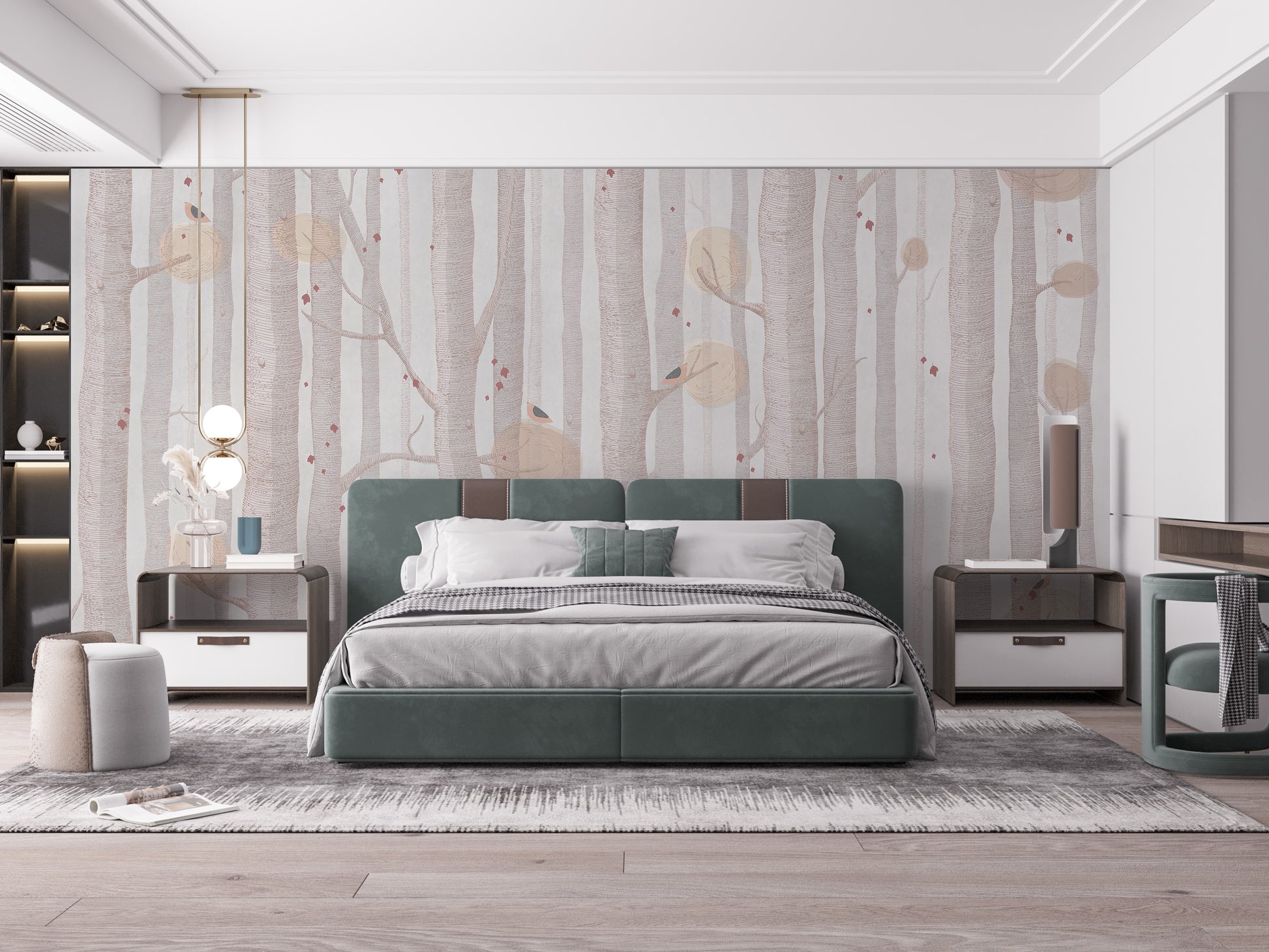 Subtle cream tree wallpaper mural for living rooms