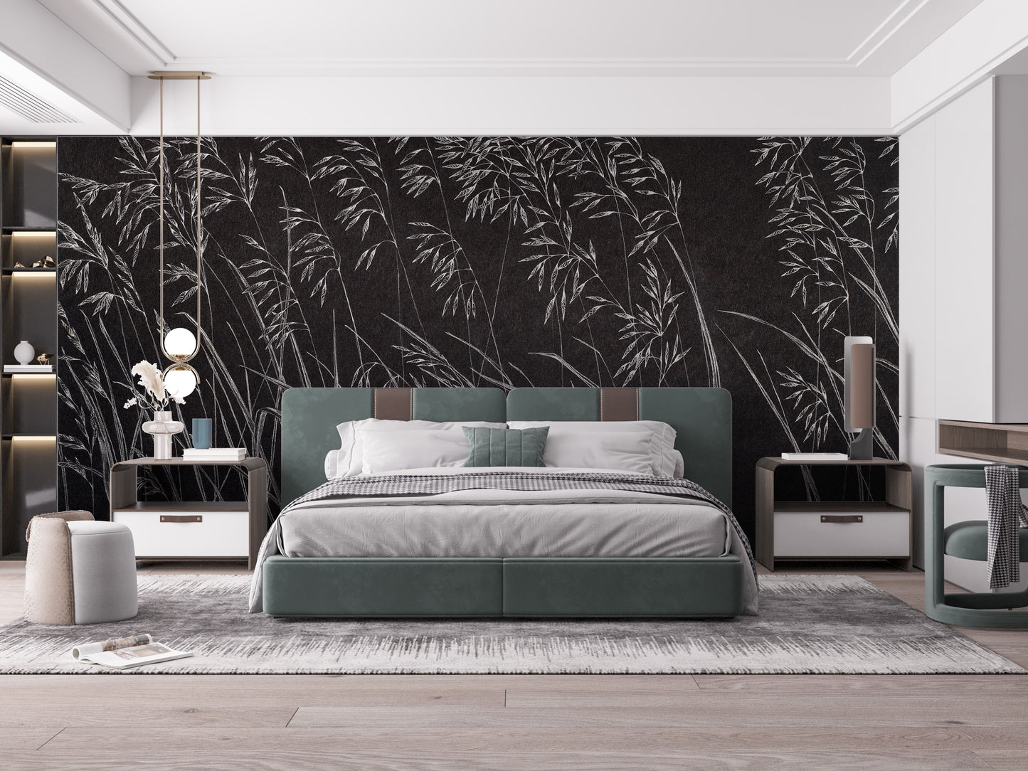 Dark Artistic Reeds Wallpaper Murals