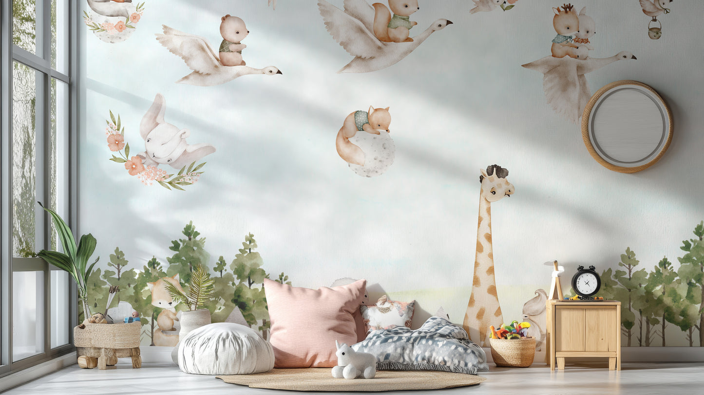 Enchanted Woodland Creatures Mural for decor