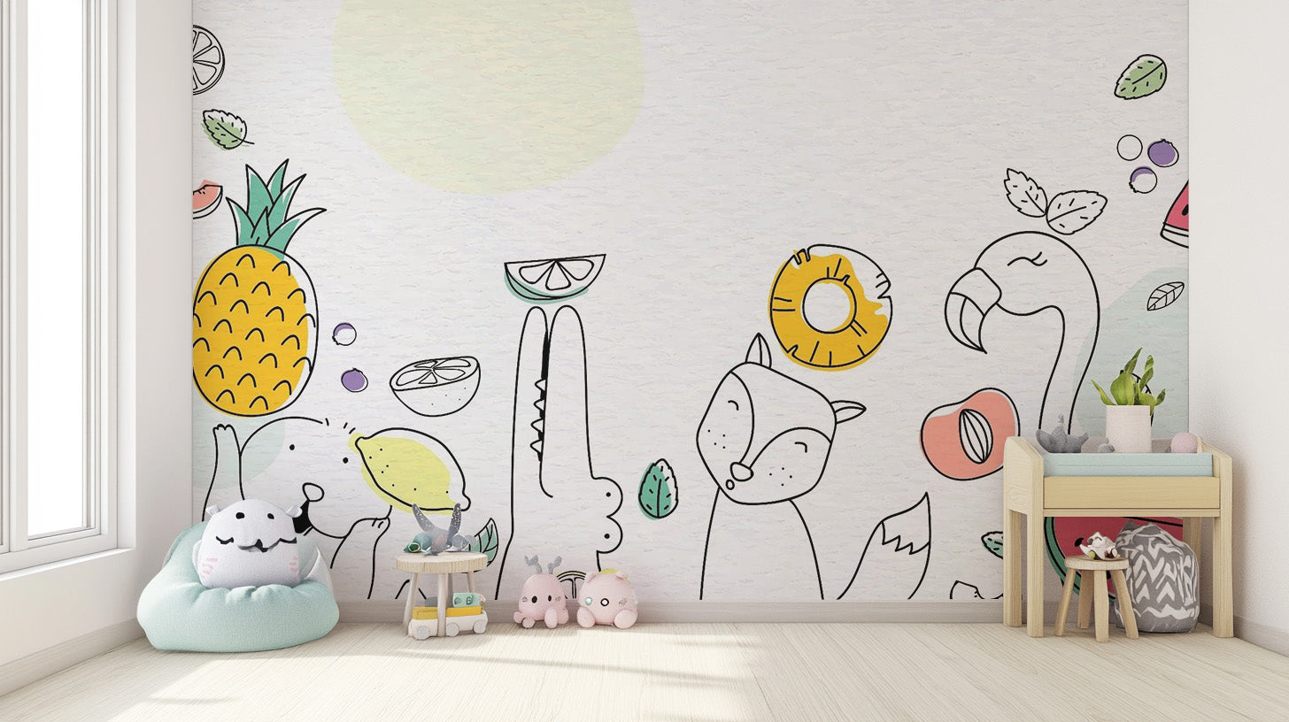 Fun fruity wallpaper for kids' vibrant rooms
