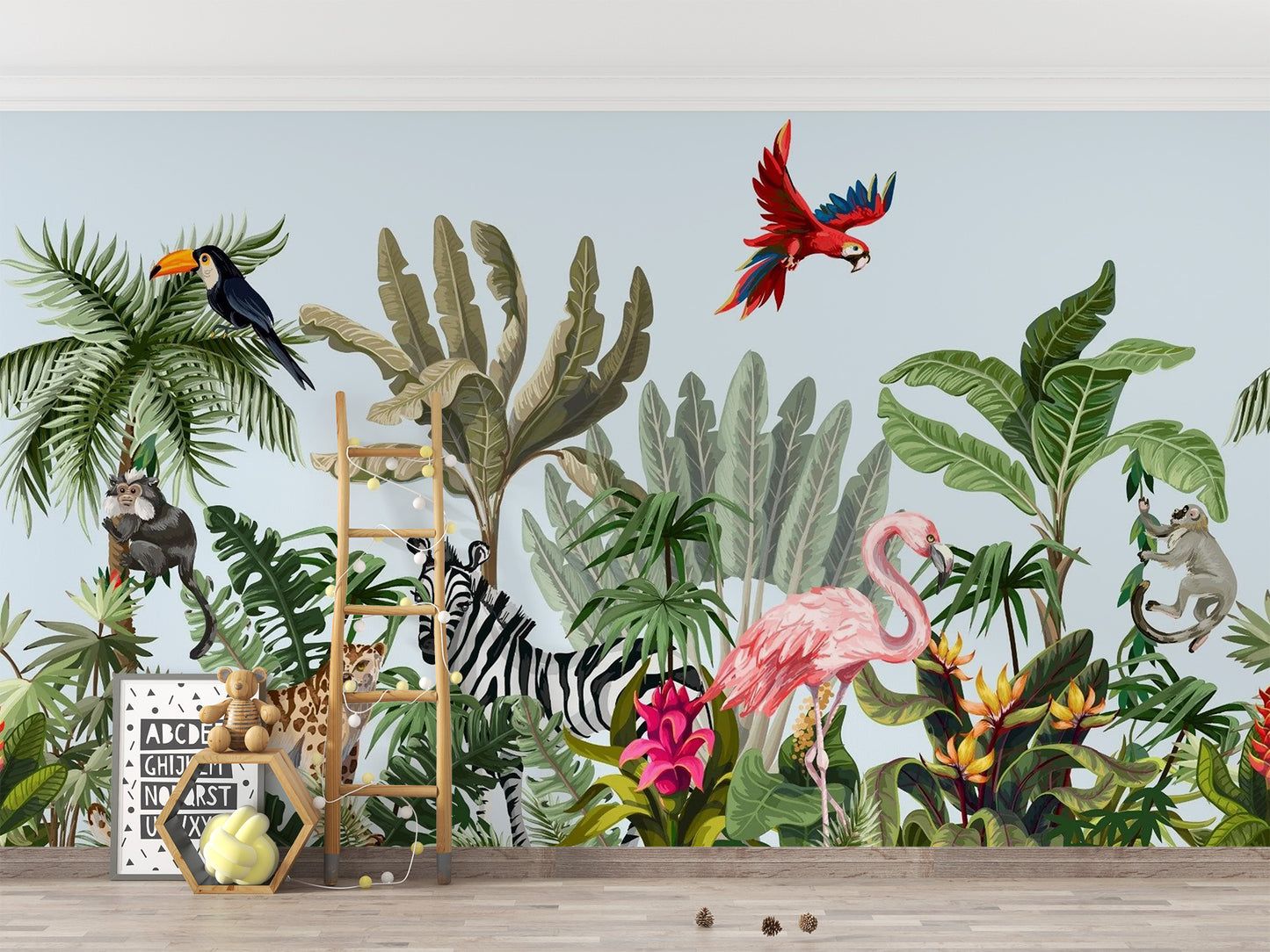 Tropical Animals & Birds Wallpaper Mural