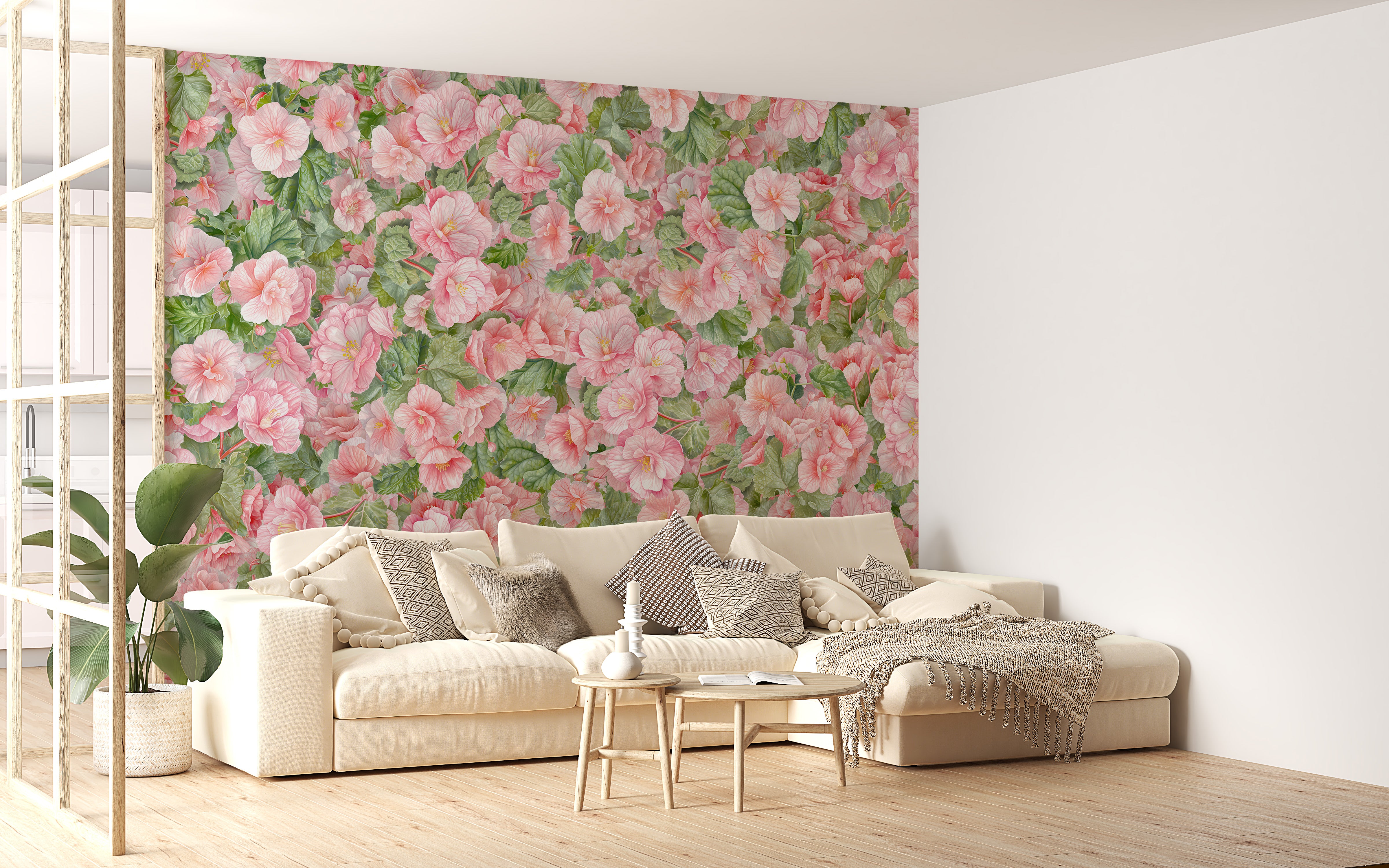 Pink Begonia Flower Wallpaper Murals - Giffywalls