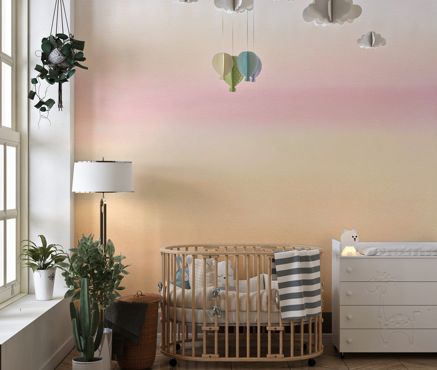 Sunset Watercolor Ombre Wallpaper Mural